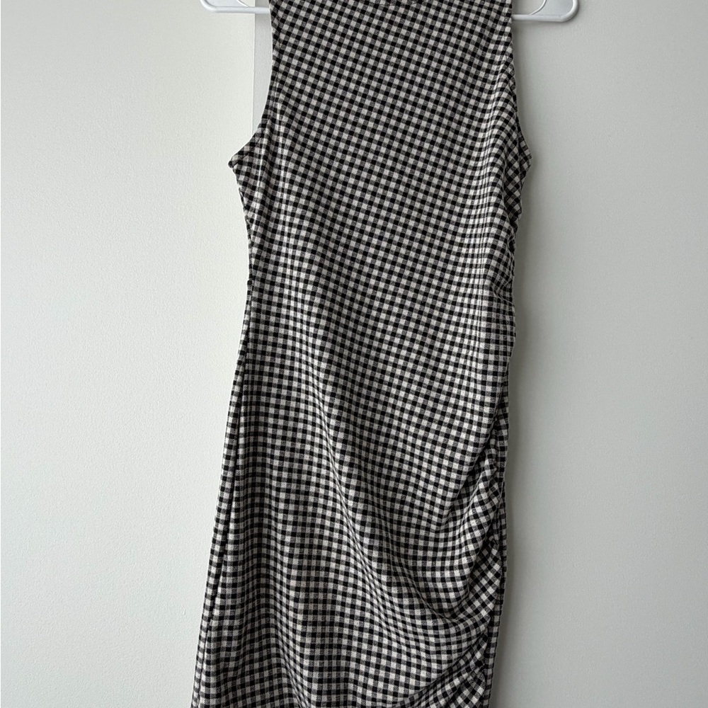 NWT Zara Monochrome Checkered Midi Dress